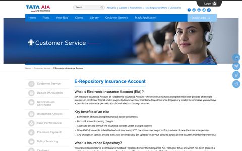 E-Repository Insurance Account -Tata AIA Life Insurance