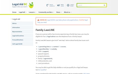Family LawLINE | Legal Aid BC