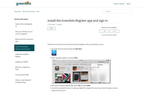 Install the Greenbits Register app and sign in – Help Center