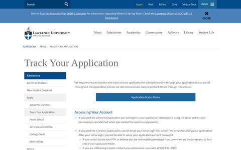 Track Your Application | Lawrence University