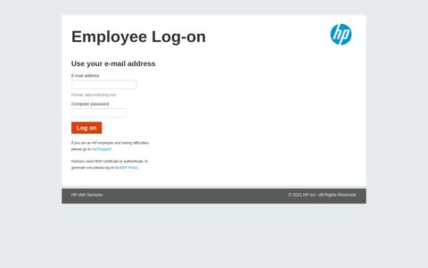 Employee Log on - HP