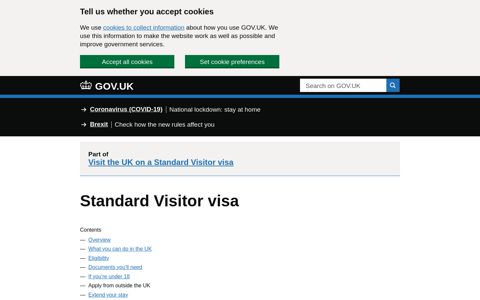 Standard Visitor visa : Apply from outside the UK - GOV.UK