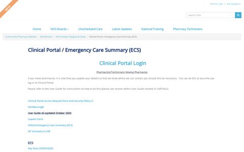 Clinical Portal Login - NHS Community Pharmacy Website