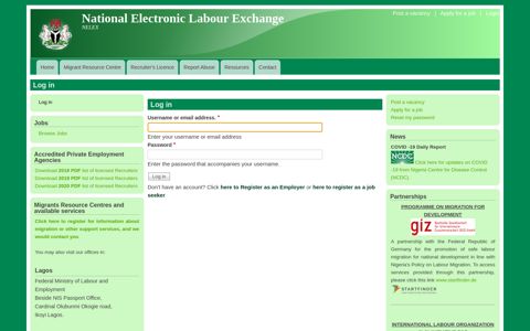 Log in | National Electronic Labour Exchange