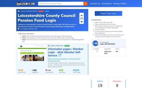 Leicestershire County Council Pension Fund Login - Logins-DB
