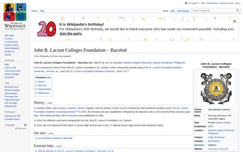 John B. Lacson Colleges Foundation – Bacolod - Wikipedia