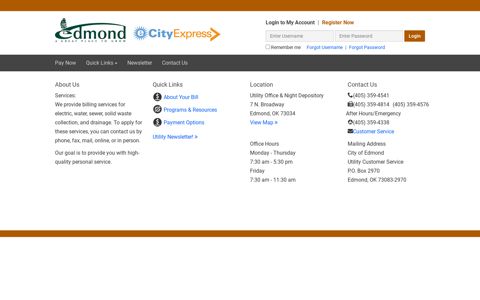 eCity, City of Edmond > Main Menu > Quick Links