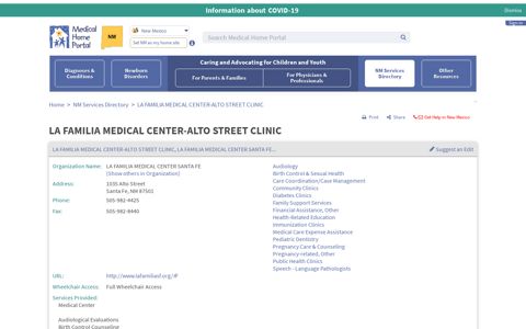 LA FAMILIA MEDICAL ... - New Mexico Medical Home Portal
