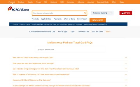 Multicurrency Platinum Travel Card FAQs - Forex ... - ICICI Bank