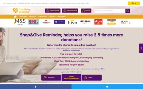 Shop&Give - Login - The Giving Machine