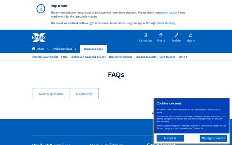 Halifax UK | Cheque Deposit FAQs | Online Services