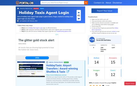 Holiday Taxis Agent Login - Portal-DB.live