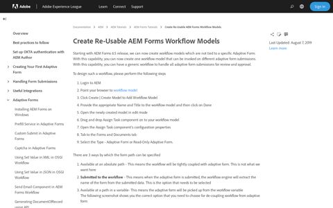 Create Re-Usable AEM Forms Workflow Models.