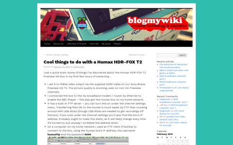 Cool things to do with a Humax HDR-FOX T2 « Blog My Wiki!