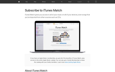 Subscribe to iTunes Match - Apple Support