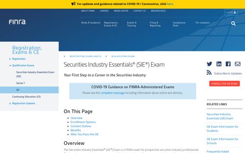 Securities Industry Essentials® (SIE®) Exam | FINRA.org