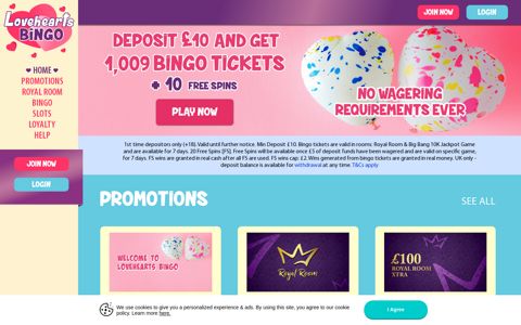 Lovehearts bingo - no wagering bingo games online
