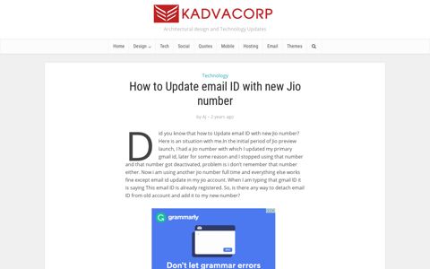 How to Update email ID with new Jio number - KadvaCorp