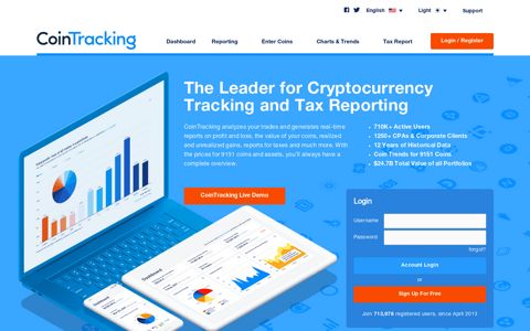 CoinTracking · Bitcoin & Digital Currency Portfolio/Tax Reporting