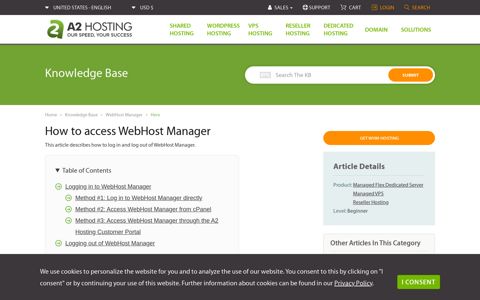 How to access WebHost Manager - A2 Hosting
