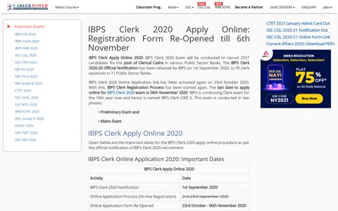 IBPS Clerk Apply Online 2020: Online Application Re-Opened ...
