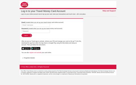 Log in to your Travel Money Card Account | Post Office®
