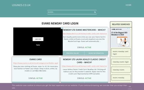 evans newday card login - General Information about Login