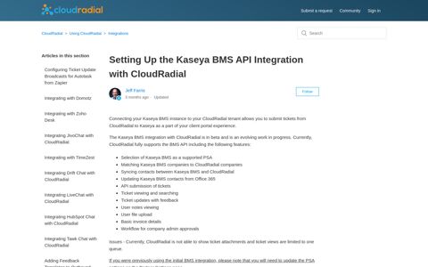 Setting Up the Kaseya BMS API Integration with CloudRadial ...