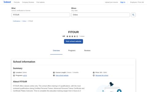 FITOUR - Certifications, Cost, and Reviews | Indeed.com