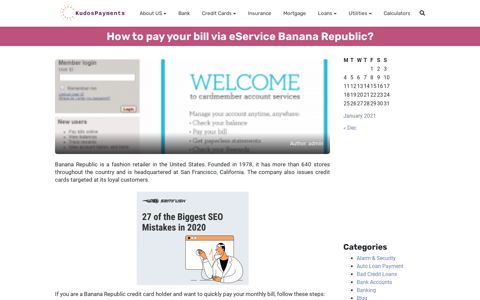 How to pay your bill via eService Banana Republic ...