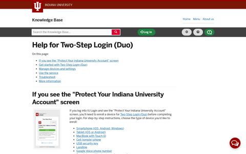 Help for Two-Step Login (Duo) - IU Knowledge Base - Indiana ...