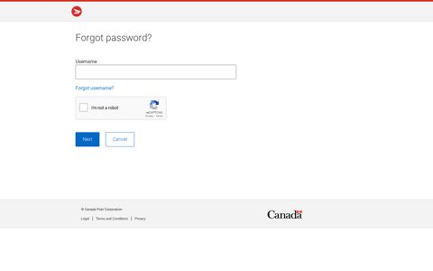 Password Recovery - Forgot password? - Canada Post