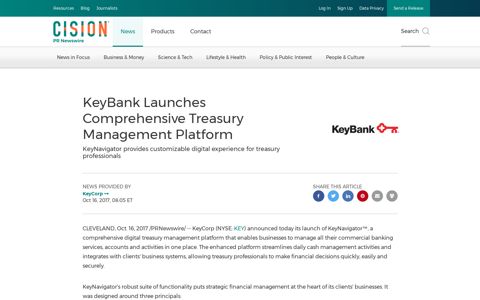 KeyBank Launches Comprehensive Treasury Management ...