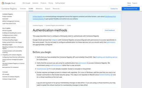 Authentication methods | Container Registry | Google Cloud