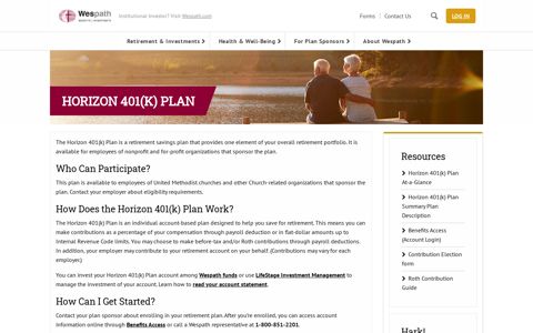 Horizon 401(k) Plan | Wespath Benefits & Investments