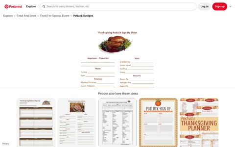 Thanksgiving Potluck Sign Up Printable - Pinterest