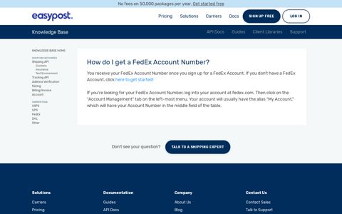 How do I get a FedEx Account Number? - EasyPost