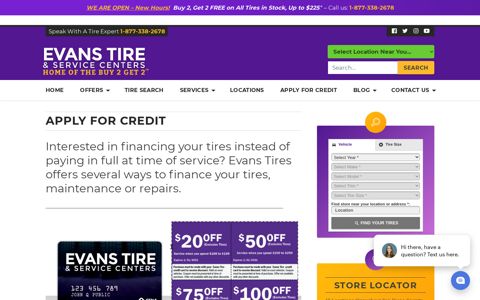 Apply For Credit - Evans Tire & Service Centers