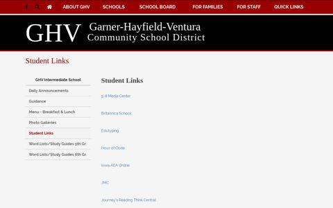 Student Links - Garner-Hayfield-Ventura