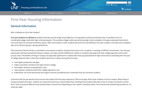 Housing and Residence Life - First Year Housing - UNF