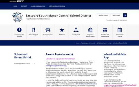 Schooltool Parent Portal - Eastport-South Manor Central ...