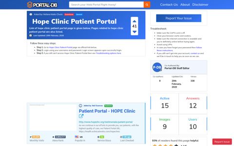 Hope Clinic Patient Portal