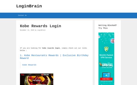 kobe rewards login - LoginBrain