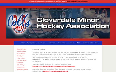 Returning Player Registration – Cloverdale Minor Hockey ...