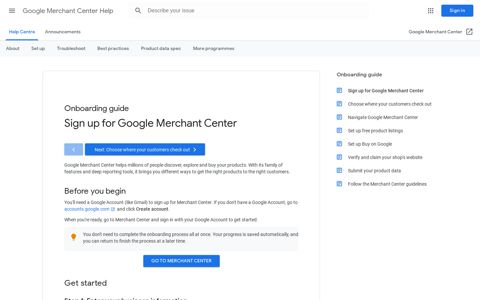 Sign up for Google Merchant Center - Google Support
