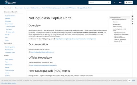 [OpenWrt Wiki] NoDogSplash Captive Portal