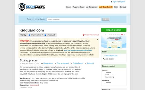 Kidguard.com >> 39 complaints & reviews | SCAMGUARD™