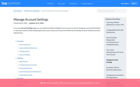 Manage Account Settings – Box Support