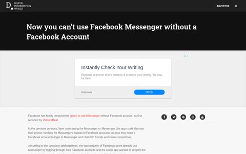 Now you can't use Facebook Messenger without a Facebook ...