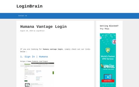 Humana Vantage - Sign In | Humana - LoginBrain